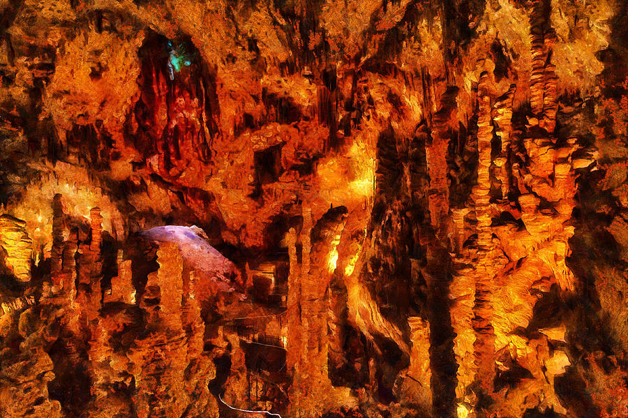 Aven dOrgnac, a dripstone cave in the south of France #1 Digital Art by Gina Koch