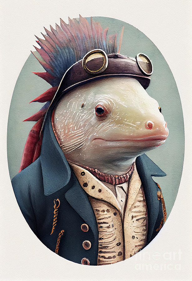 Axolotl in Suit Watercolor Hipster Animal Retro Costume #1 Painting by Jeff  Creation - Pixels Merch