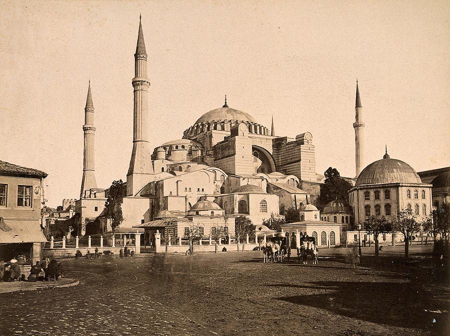 Aya Sophia, Istanbul, Turkey. Photograph by Guillaume Berggren, ca. 1880 #1 Painting by Artistic Rifki
