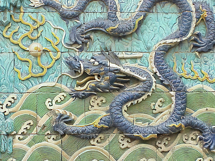 #aYearForArt Dragon tile screen wall #3 Photograph by Steve Estvanik