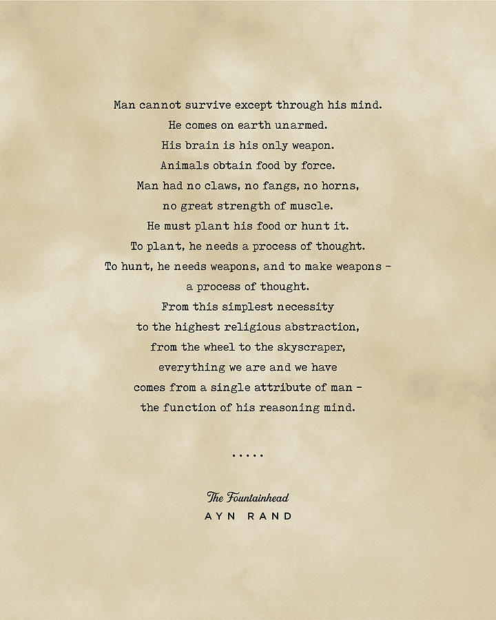 Ayn Rand Quote 7 - The Fountainhead - Literature - Minimalist, Classic, Typewriter Print - Inspiring Digital Art by Studio Grafiikka