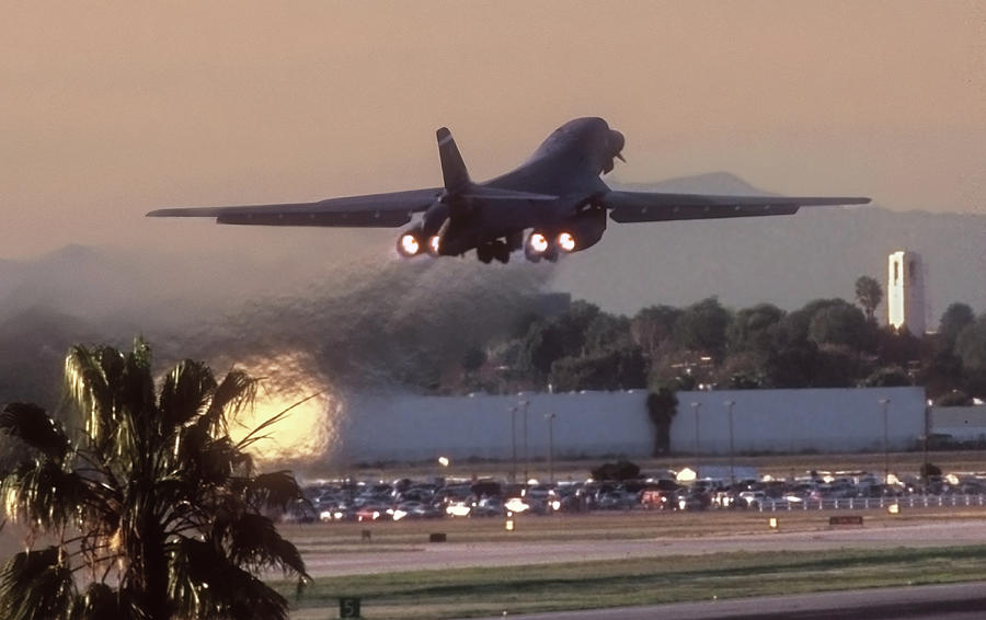 B-1B Lancer Takeoff In Afterburner Photograph By Erik Simonsen - Pixels