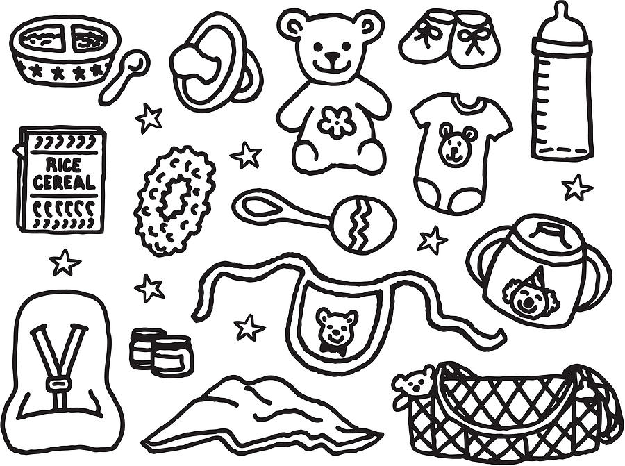 Baby Care Items #1 Drawing by Jamtoons