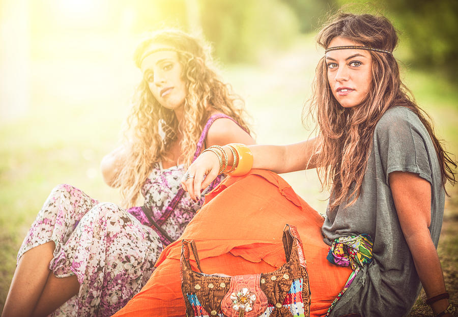Back in the 70s: two hippie women #1 Photograph by Piola666