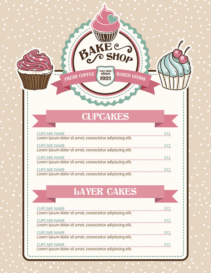Bake Shop Sticker With Cupcake and Ribbon #1 Drawing by Diane Labombarbe