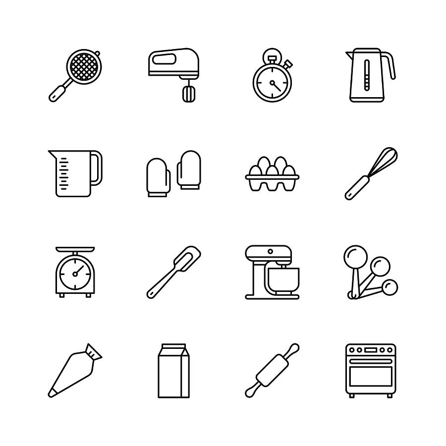 Bakery equipment icons - line #1 Drawing by TongSur