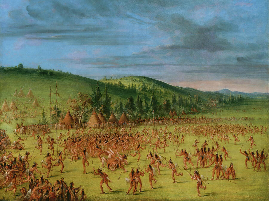 George Catlin Painting - Ball play of the Choctaw Ball Up #1 by George Catlin
