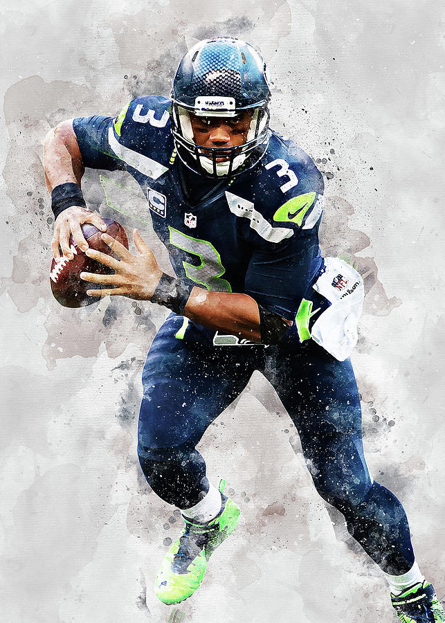 Football Russell Wilson Russellwilson Russell Wilson Seattle Seahawks  Player American Football Digital Art by Wrenn Huber - Pixels