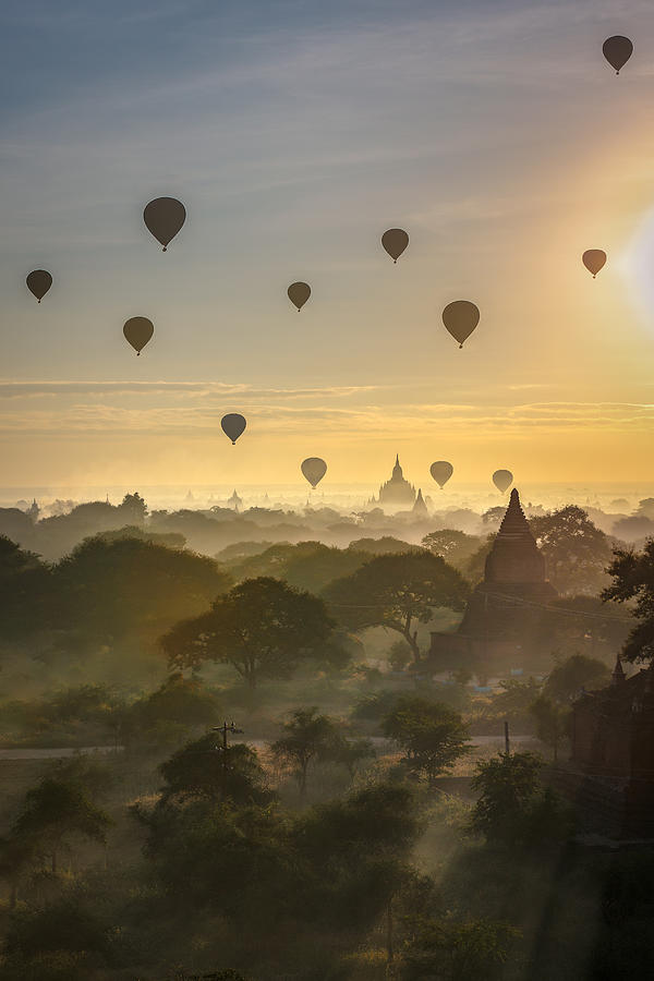 Balloons over Bagan #1 Photograph by Apisak Kanjanapusit