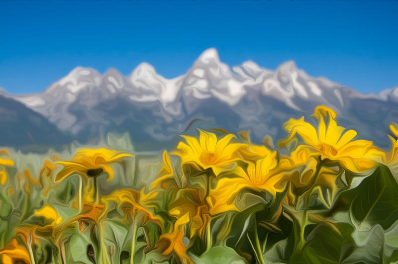 Balsam Root and Tetons #1 Digital Art by Ed Stokes