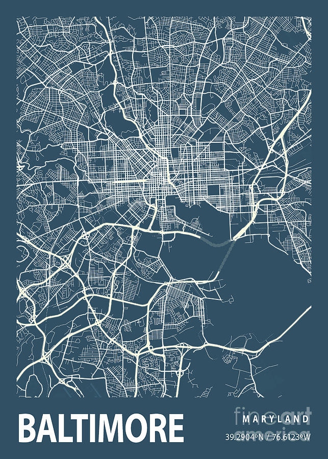 Baltimore - United States Blueprint City Map Digital Art by Tien ...