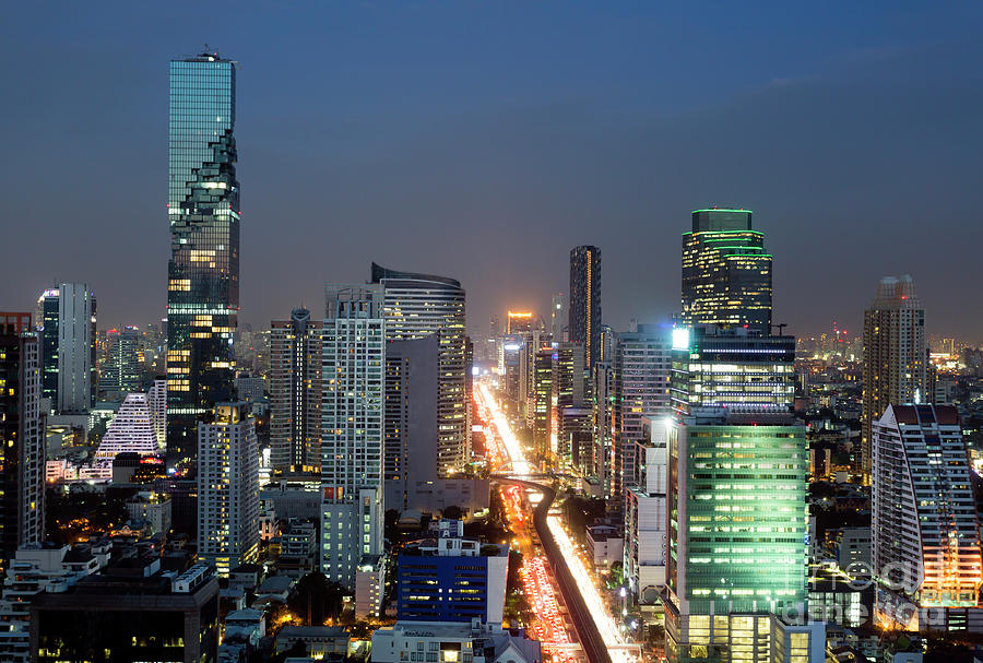 Bangkok City Skyline Thailand Photograph by Kevin Miller - Fine Art America