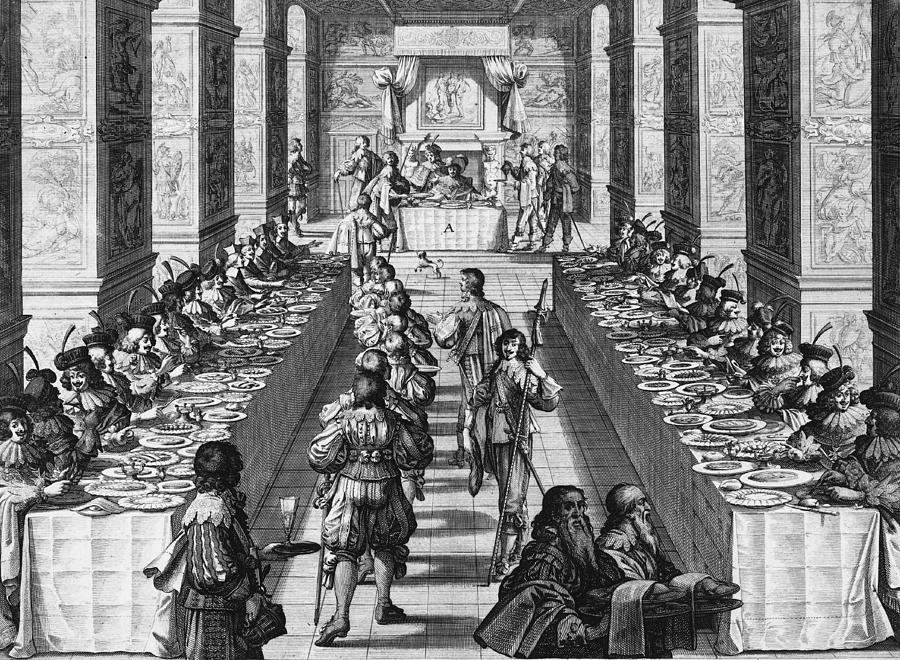 Banquet Given by the King to the New Knights #2 Drawing by Abraham Bosse