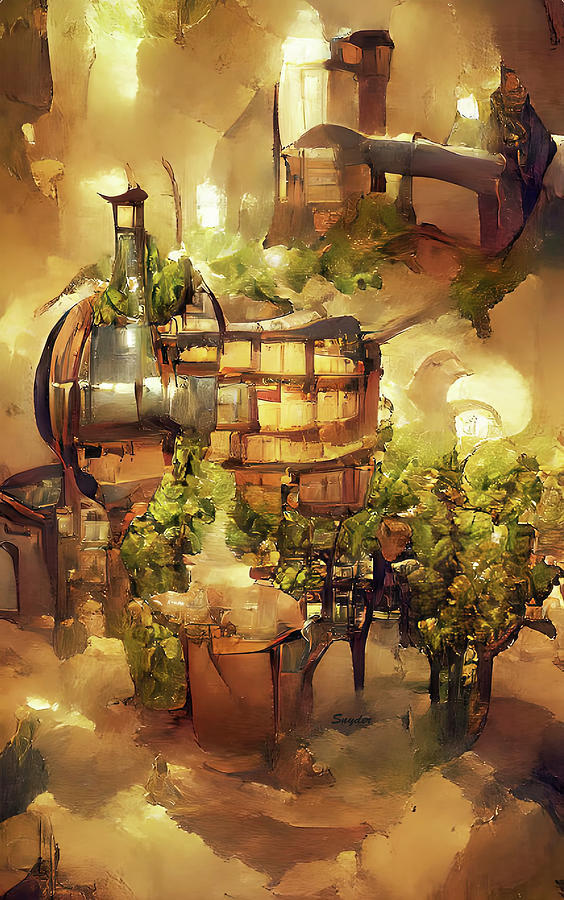 Barbs Private Cellar at the Steampunk Winery AI  #1 Digital Art by Barbara Snyder