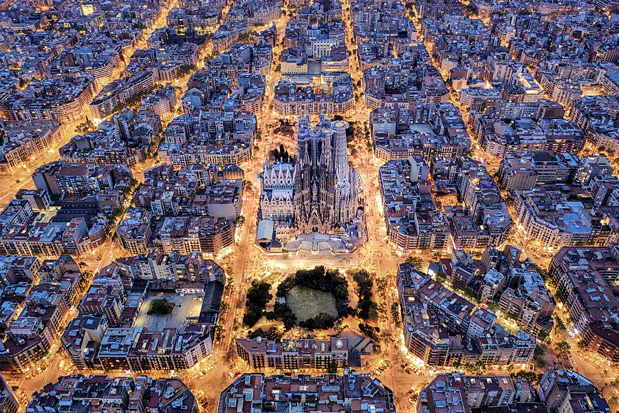 Barcelona aerial view from the high #1 Photograph by Stocklapse