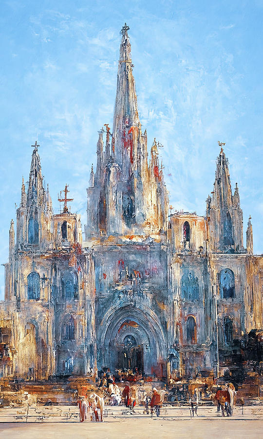 Barcelona, Cathedral of the Holy Cross and Saint Eulalia - 05 #1 Painting by AM FineArtPrints