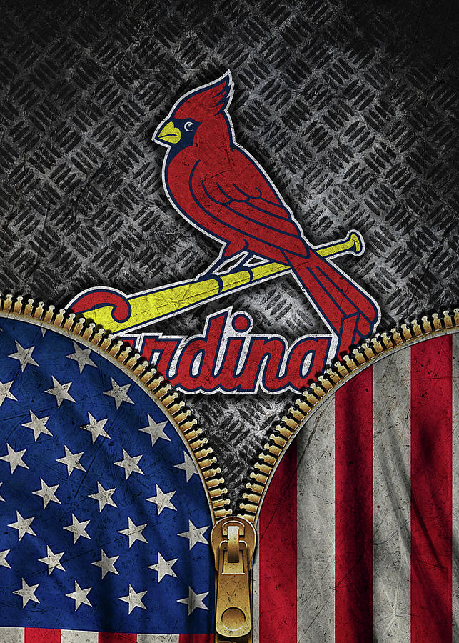 Baseball Red Blue St Louis Cardinals Metal Print by Leith Huber - Pixels