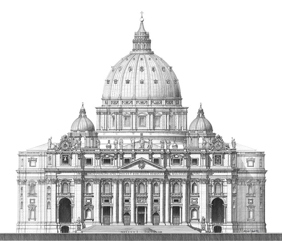 Watercolor Drawing Painting Of Saint Peters Square In Vatican Rome Italy  Stock Illustration - Download Image Now - iStock