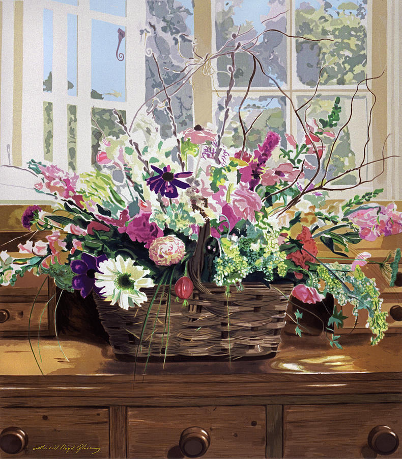 Basket Of Flowers #1 Painting by David Lloyd Glover