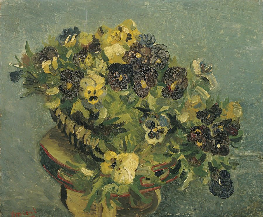 Vincent Van Gogh Painting - Basket of pansies  #1 by Vincent van Gogh