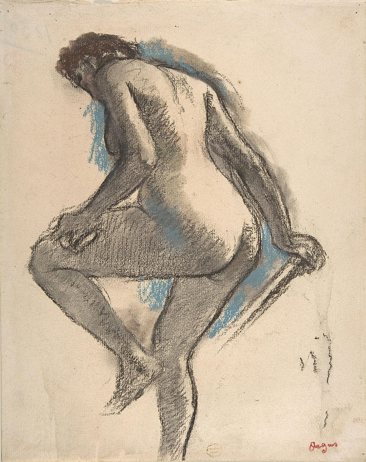 Bather Sponging Her Knee  #2 Drawing by Edgar  Degas