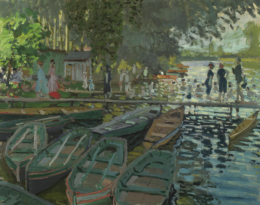 Bathers at La Grenouillere, from 1869 Painting by Claude Monet