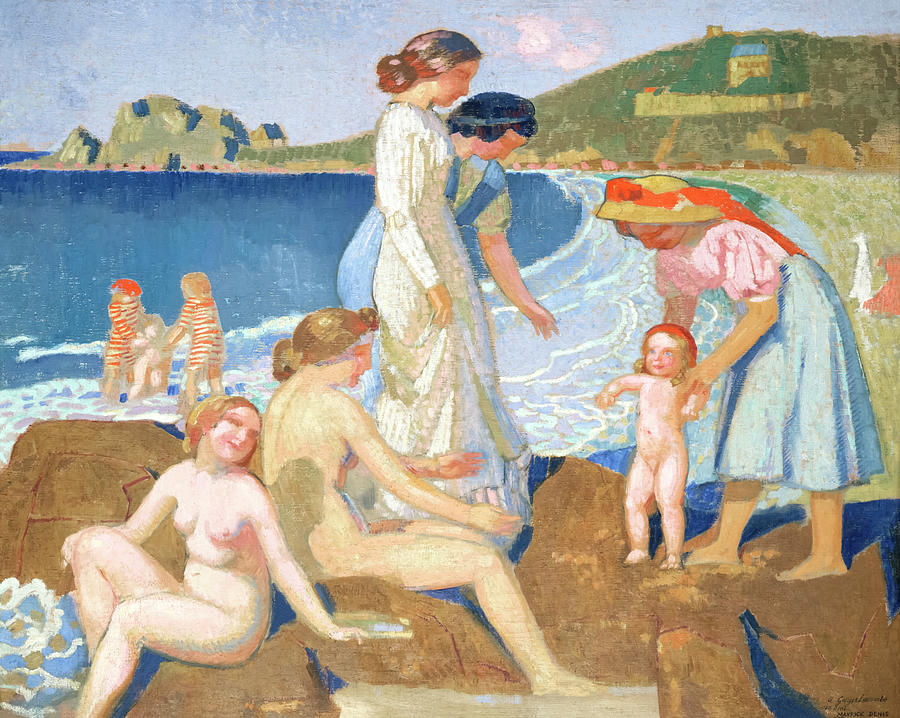 Bathers In Perros Guirec Painting