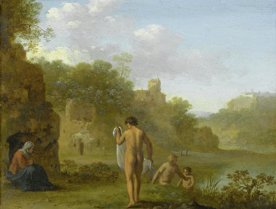 Bathing men #2 Painting by Cornelis van Poelenburgh