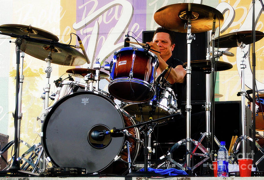 Drum Photograph - B.B. Borden Performing with The Marshall Tucker Band at Bele Che #1 by David Oppenheimer
