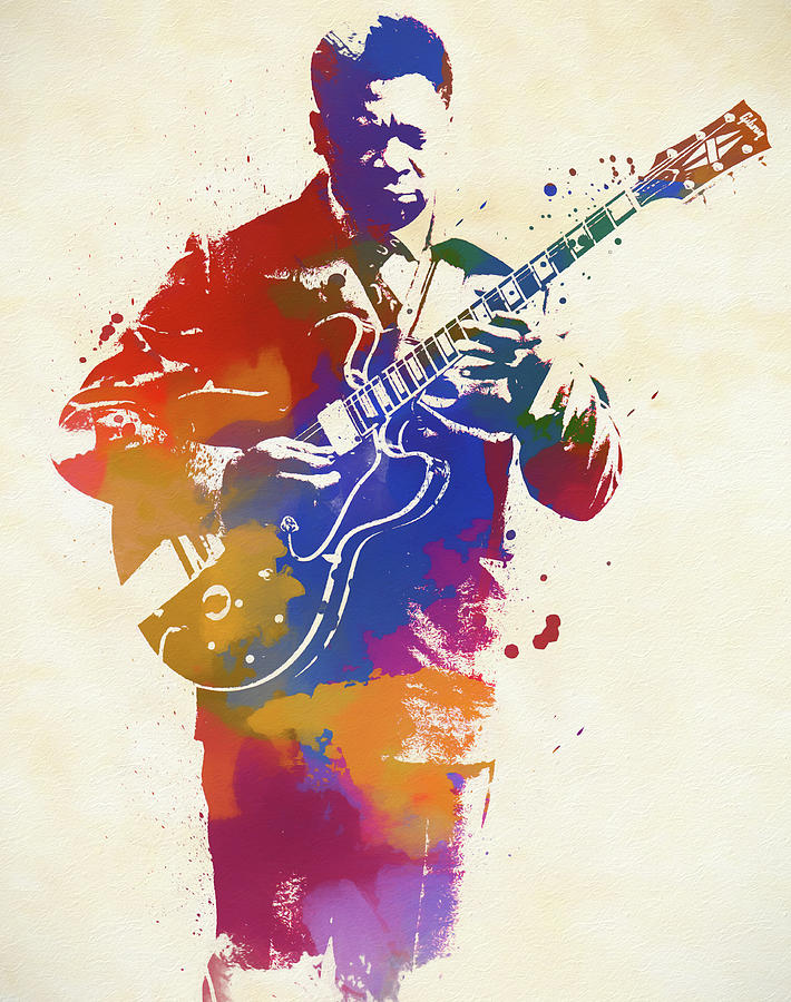 BB Plays The Blues Color Splash Painting by Dan Sproul