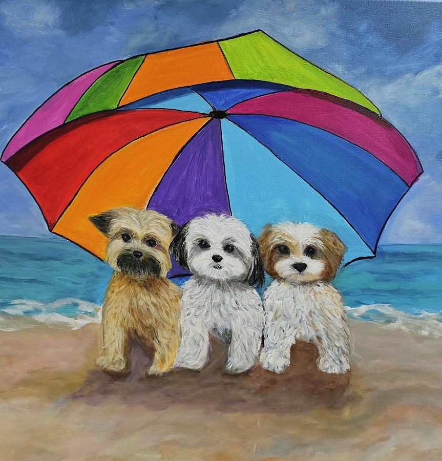 Beach Bums Painting by Rosie Sherman