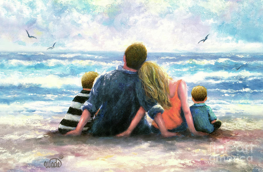 Beach Family two boys Painting by Vickie Wade | Fine Art America