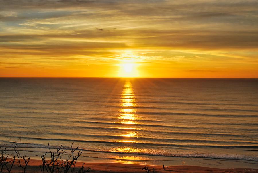 Beach Sunset Over Ocean Horizon Photograph by Marco Sales