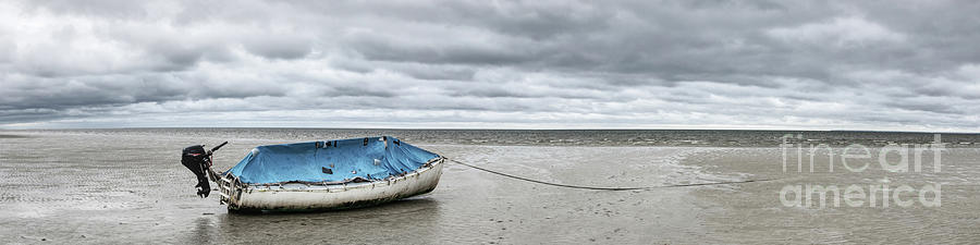 Beached Boat Blue - Panorama Photograph