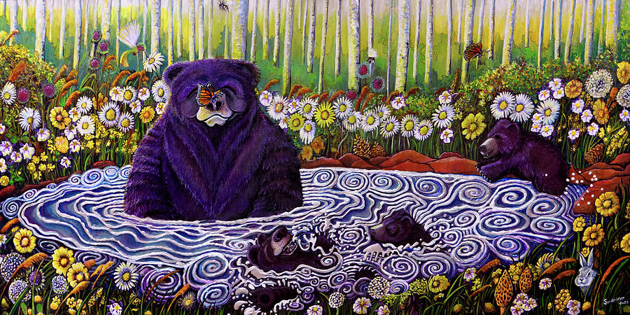 Bear Painting - Bear Pond #1 by David Sockrider