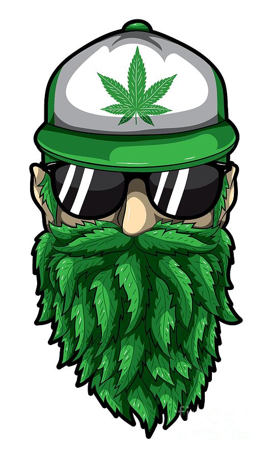 Beard from Cannabis Leaves Weed Hipster Smoker Digital Art ...