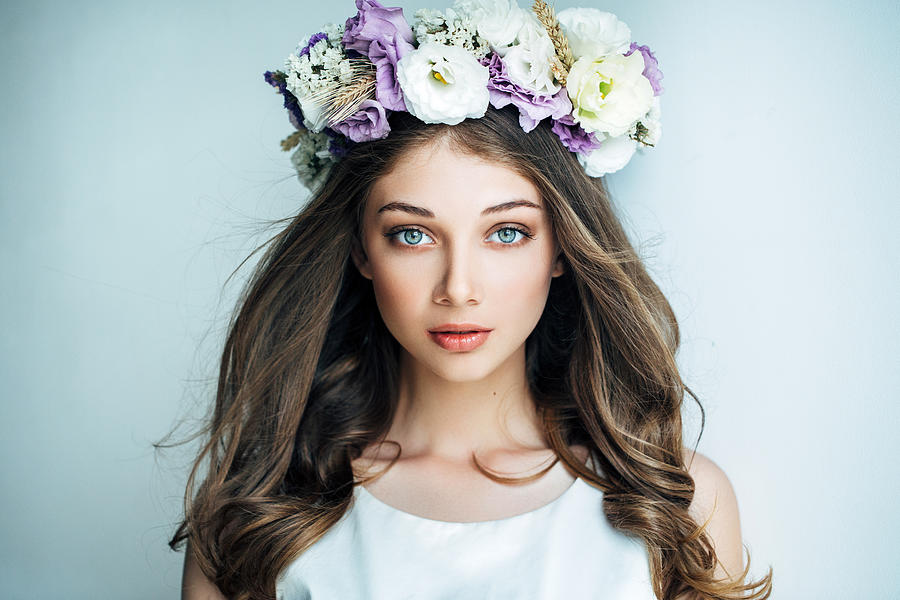 Beautiful girl with flower wreath #1 Photograph by CoffeeAndMilk