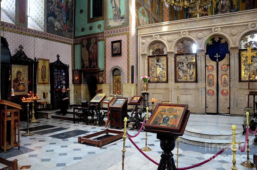 Beautiful interior with paintings cross and icons of Sioni Cathedral Tbilisi Georgia #2 Photograph by Imran Ahmed