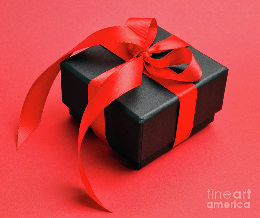 Beautiful Valentine black box gift present #1 Photograph by Milleflore Images