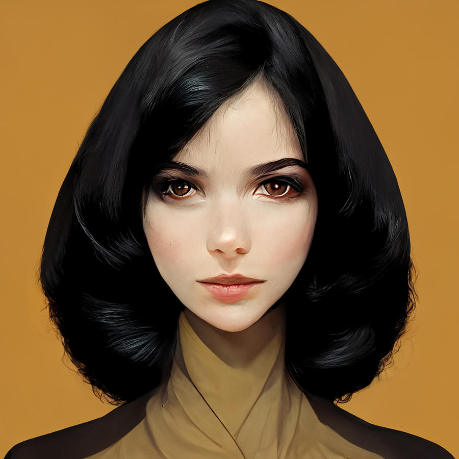 Beauty  Woman  With  Black  Hair  And  The  Brown  Eyes  33514151  3f94  4c9d  B5a4  D97aab9404c7 By #1 Painting by MotionAge Designs