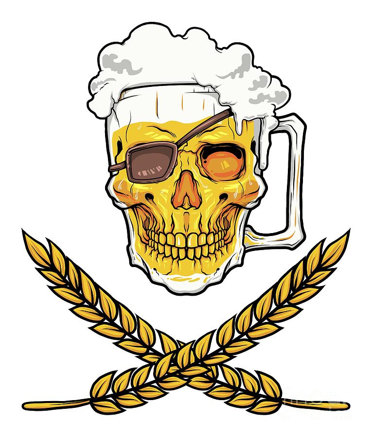 onduidelijk nicht keuken Beer Mug Pirate Skull Brewery Emblem Alcohol Digital Art by Mister Tee