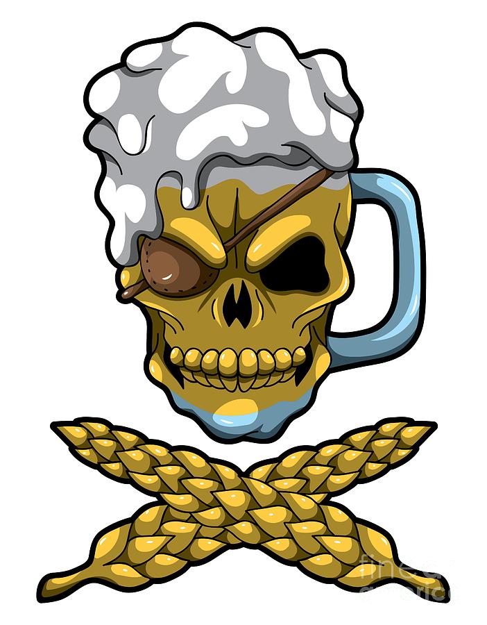 inschakelen onkruid begrijpen Beer Mug Skull Brewery Pirate Oktoberfest Digital Art by Mister Tee