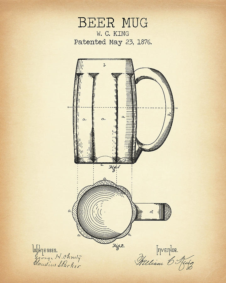 Beer mug vintage patent Digital Art by Dennson Creative - Fine Art America