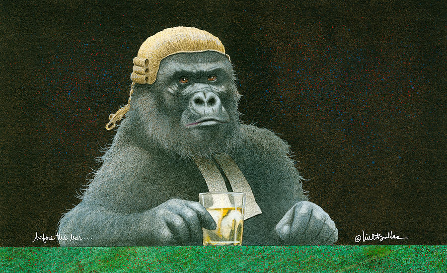 Gorilla Painting - Before The Bar... #2 by Will Bullas