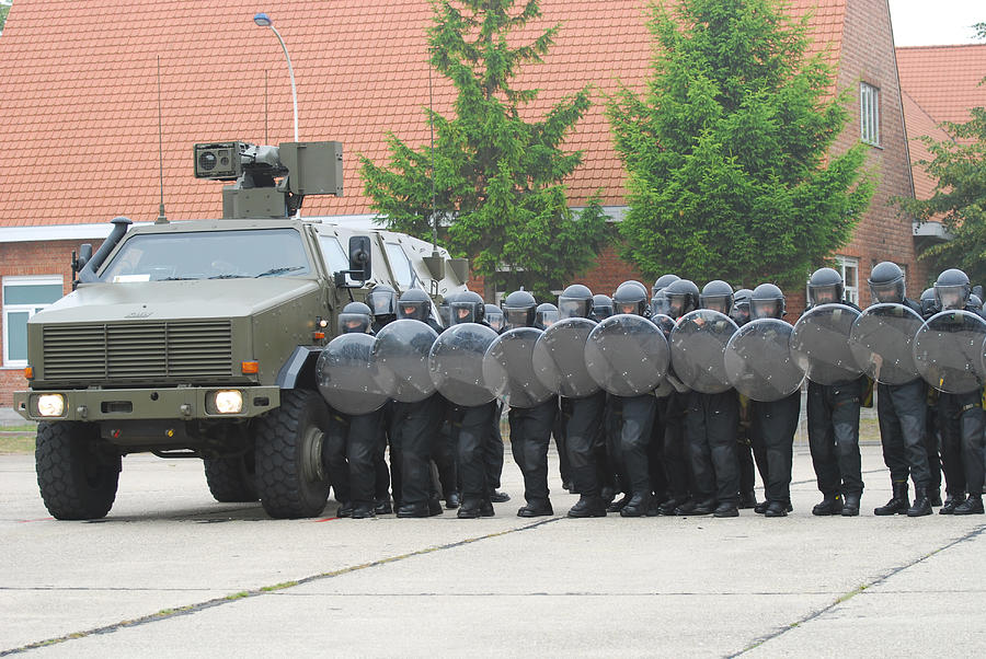 Belgian Infantry soldiers training in crowd and riot control. #1 Photograph by Stocktrek Images