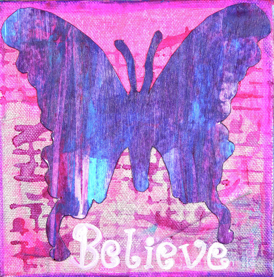 Believe Butterfly #3 Painting by Lisa Crisman