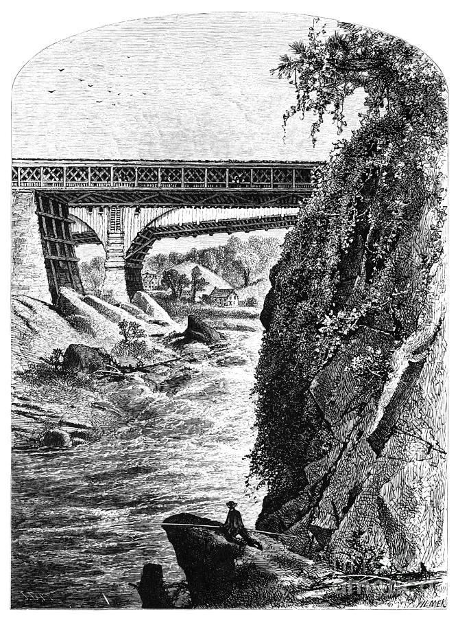 Bellows Falls, Vermont, 1874 #1 Drawing by J Douglas Woodward