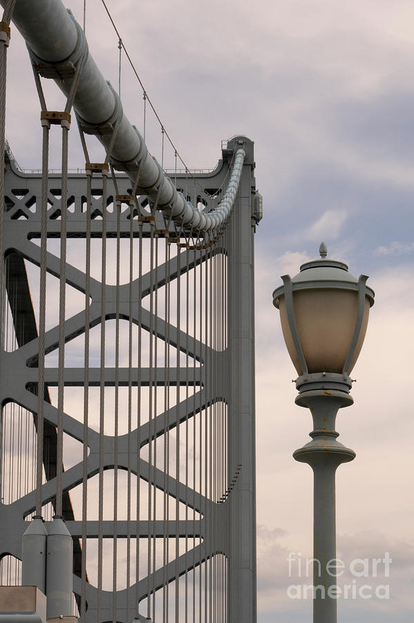 Ben Franklin Bridge and Lamp Post #2 Photograph by Bob Phillips