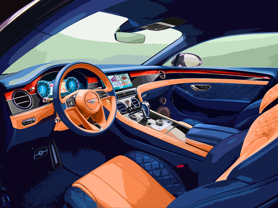 Bentley Continental GT Interior - Orange and Blue Digital Art by ...