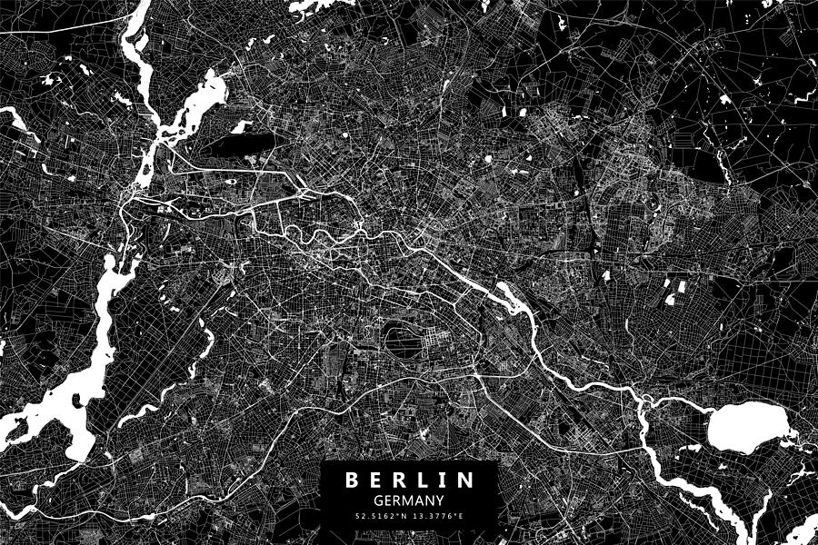 Berlin, Germany Vector Map #1 Drawing by Lasagnaforone